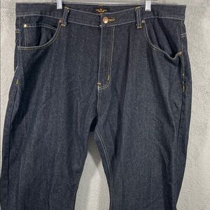 Kingmaker Jeans Men Size 46 Dark Wash Embroidered Pockets Cotton Blend